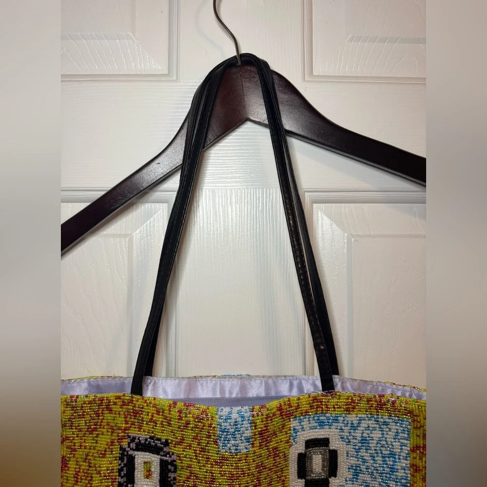 Y&S Handbags Original Beaded Shoulder Bag Yellow Green Black